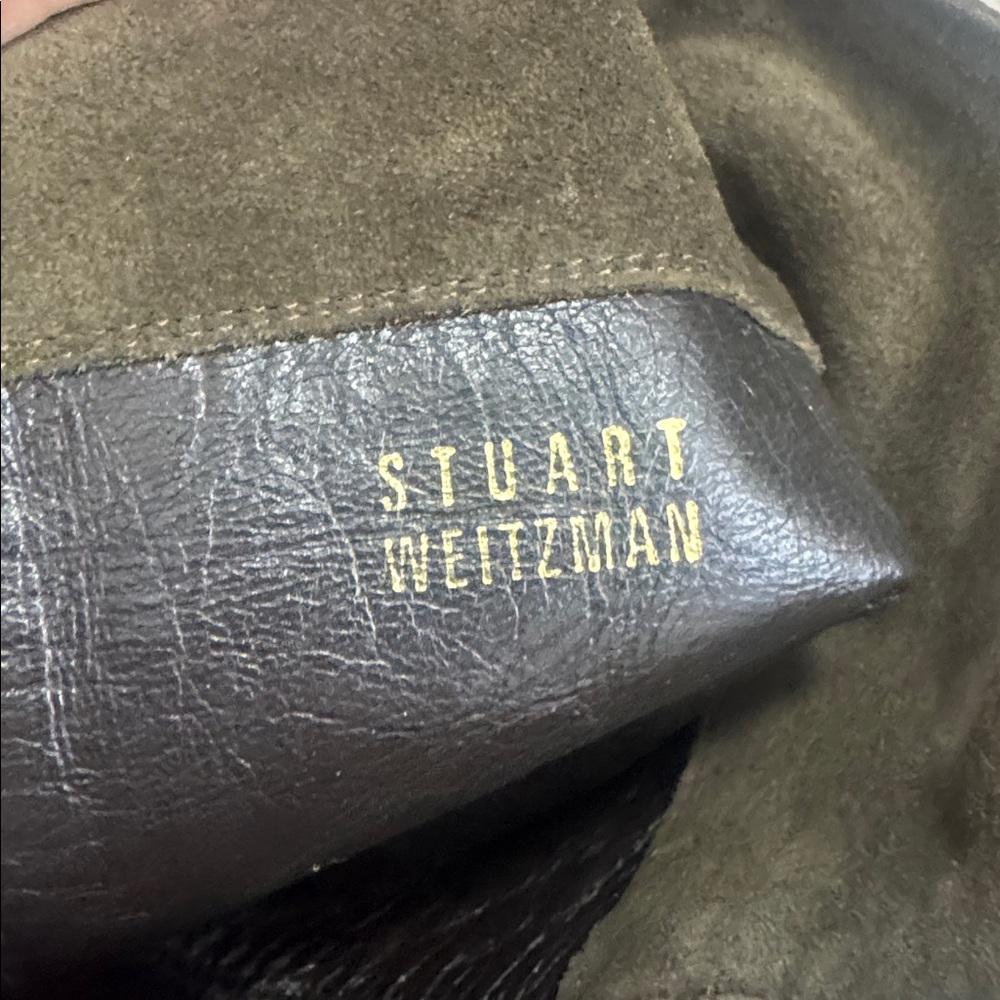 Stuart Weitzman Olive Suede Over-the-Knee Fringe Boots - Picture 4 of 8
